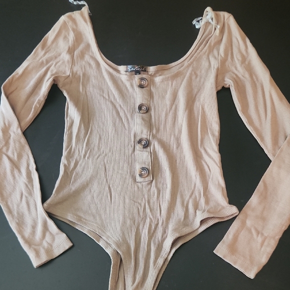 Splash Tan Long Sleeve Bodysuit - Picture 1 of 6